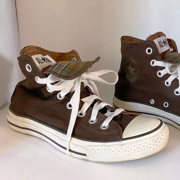 plaid platform converse brown
